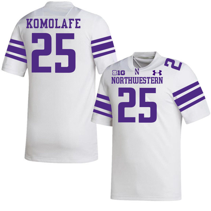 Northwestern Wildcats #25 Caleb Komolafe College Football Jerseys Stitched-White